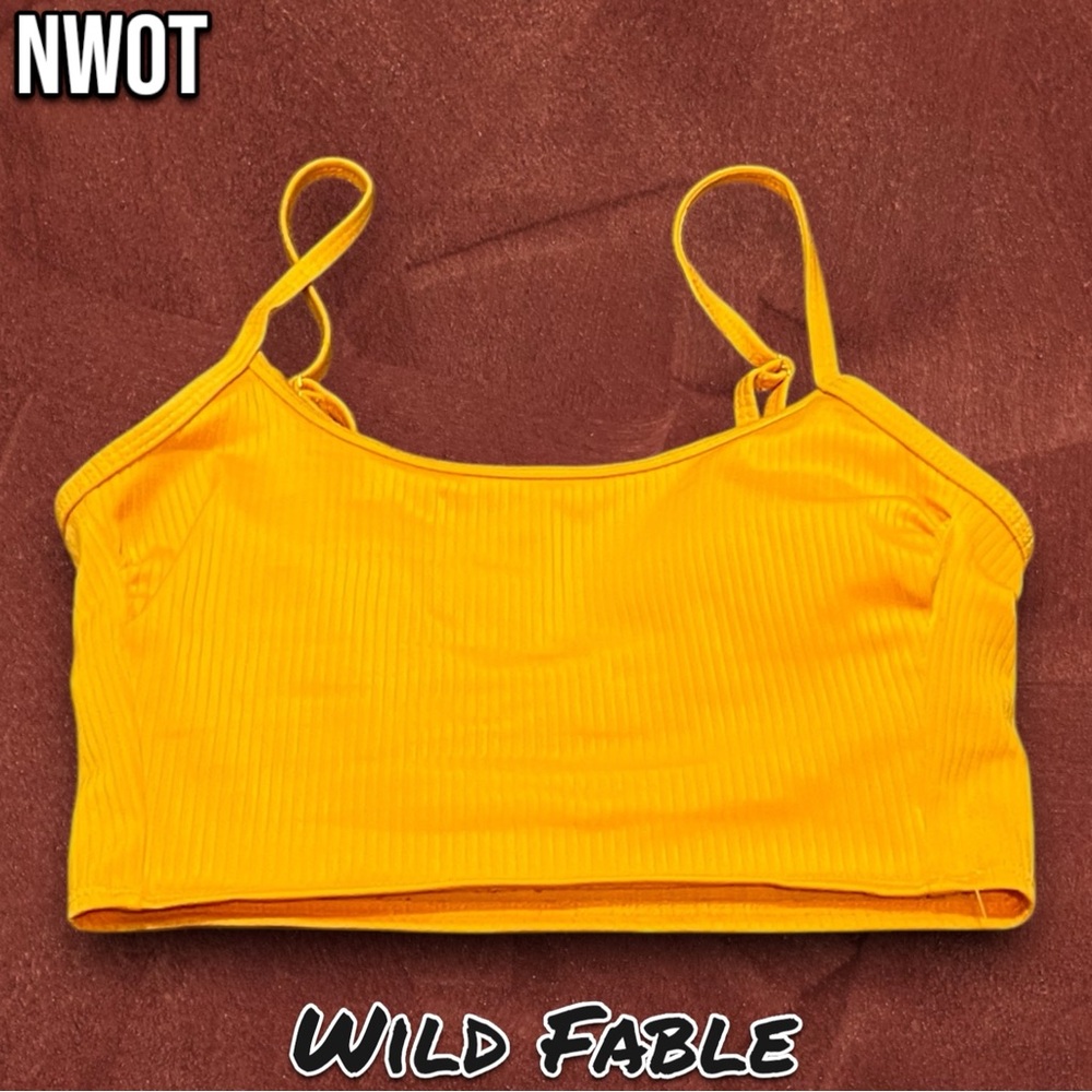 NWOT Wild Fable Mustard Yellow Crop Top Tank Top with Adjustable straps - Picture 6 of 6